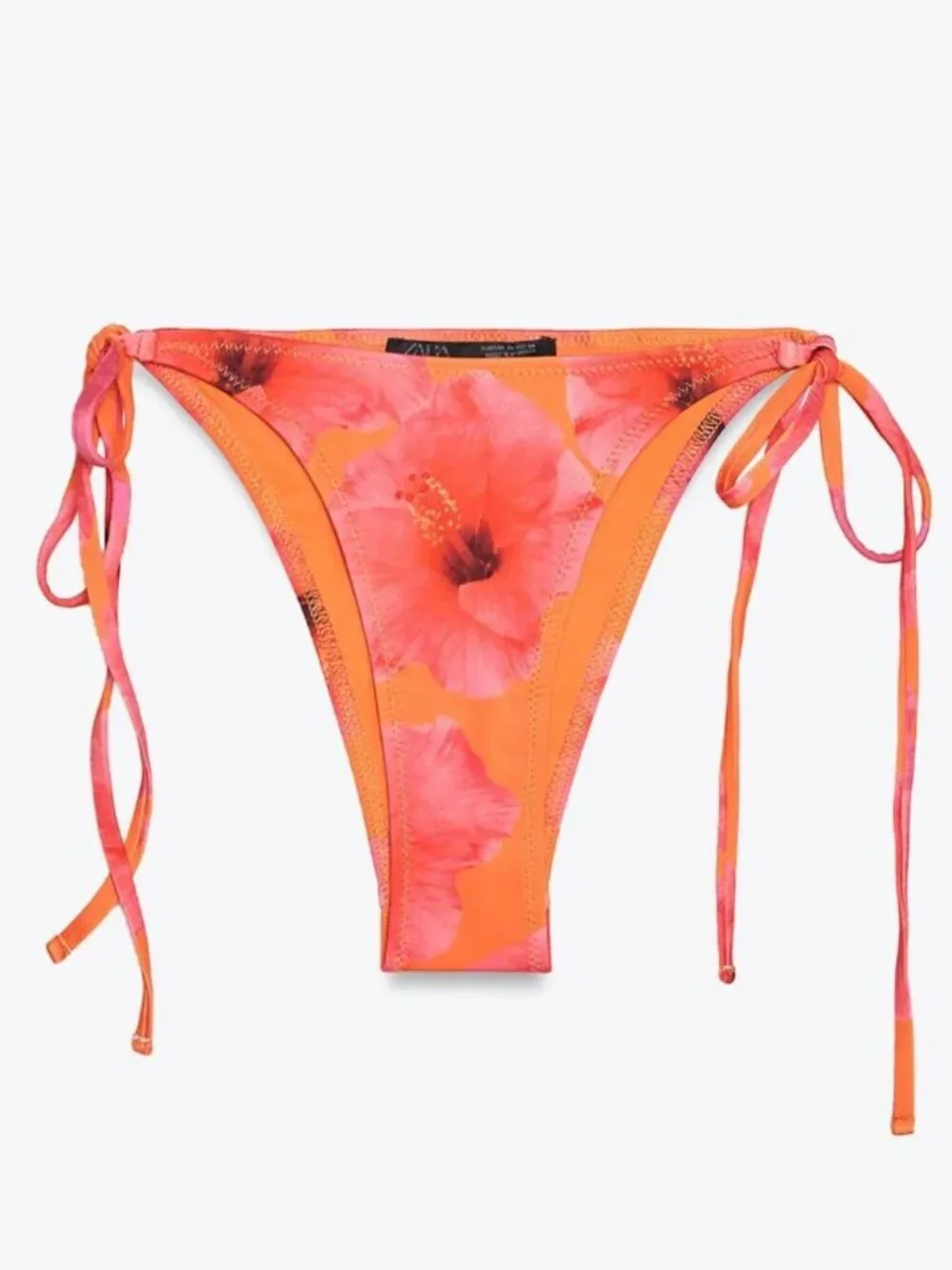 New Zara Hibiscus Flower Printed Mid Rise Swim Bikini Bottoms NWT